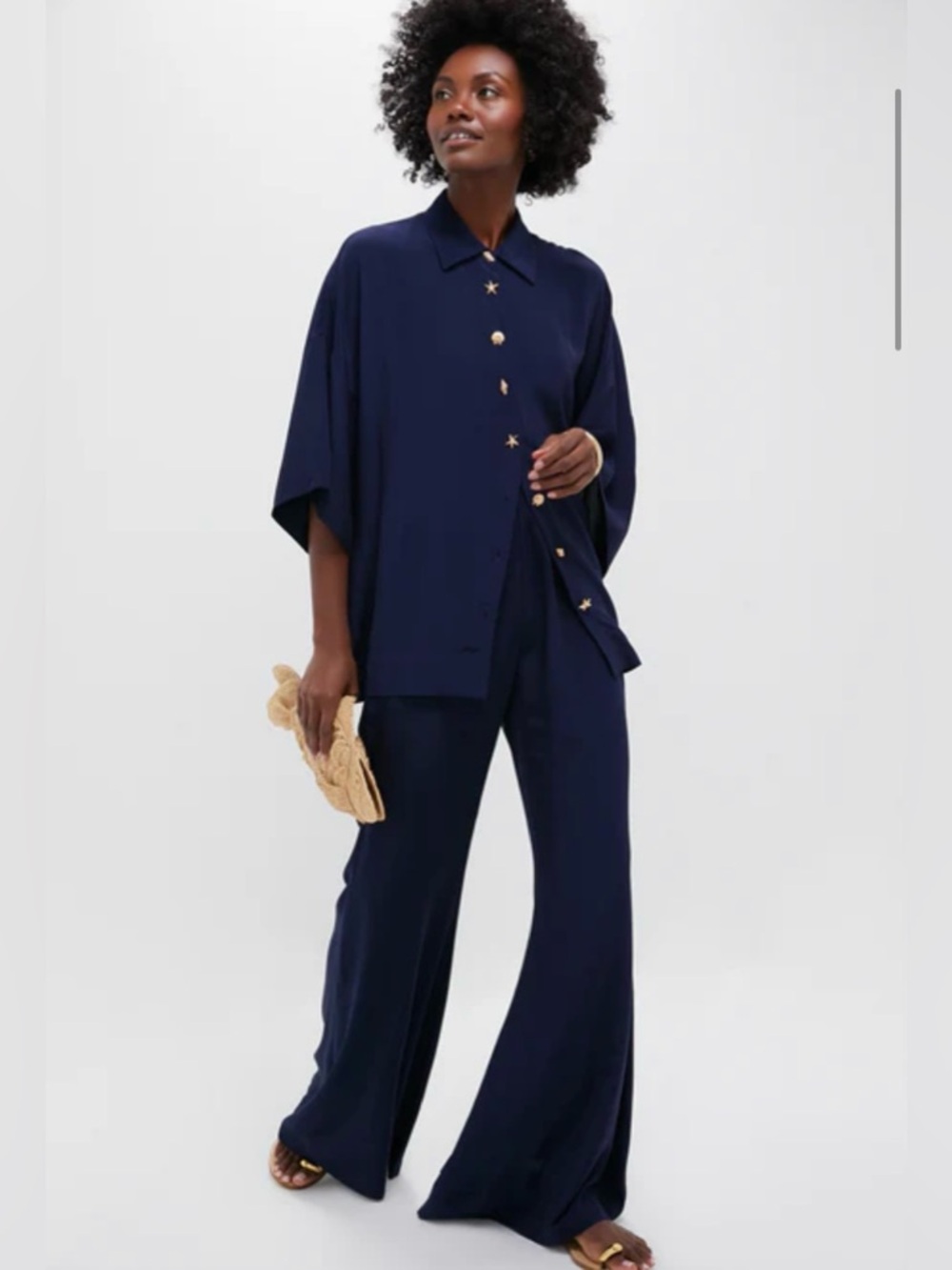 Tuckernuck Navy Viscose Charmeuse Moore Wide-Leg Pant Trousers NWOT Size:XXXL